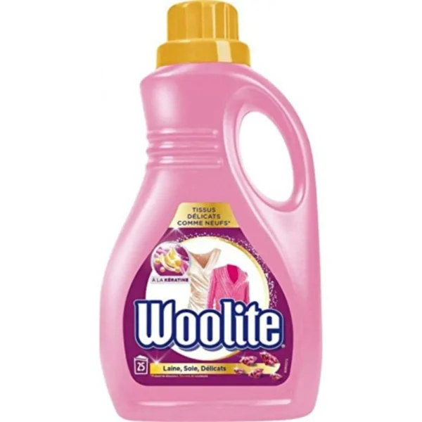 Bouteille de 1,5L de lessive Woolite Laine et Soie, soin doux pour textiles délicats