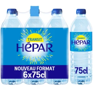 Pack de 6 bouteilles de 75cl d’eau minérale naturelle HEPAR, riche en magnésium