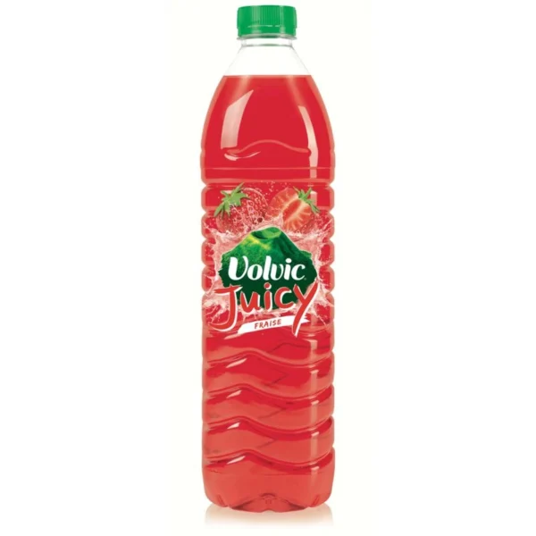 Bouteille de boisson Juicy Fraise Volvic 1,5L au goût intense de fraise