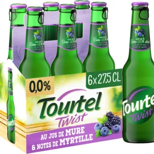 Pack de 6 bouteilles de bière sans alcool aromatisée mûre et myrtille Tourtel, 27,5cl