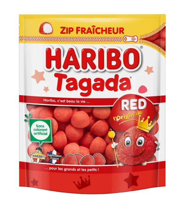 Paquet de bonbons HARIBO Tagada zip fraîcheur 220g – bonbons rouges acidulés