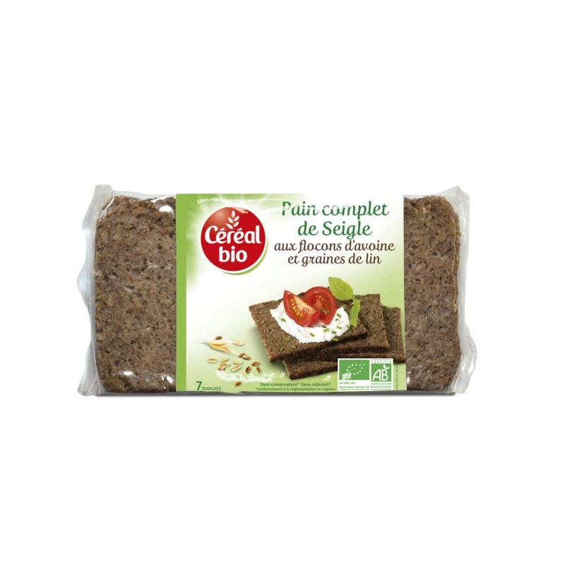 Pain complet seigle avoine lin 500g – riche en fibres