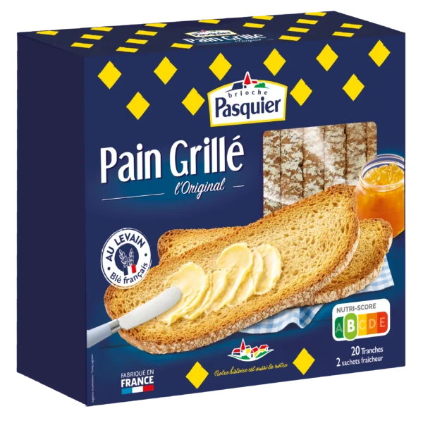 Pain grillé 415g PASQUIER – tranches croustillantes pour le petit-déjeuner