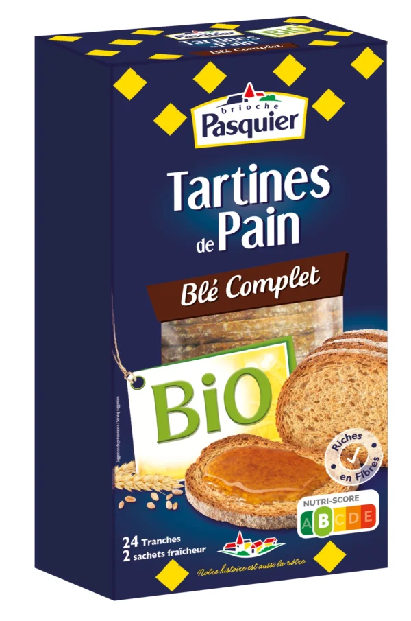tartines pain complet bio Pasquier 240g – pain croustillant et bio