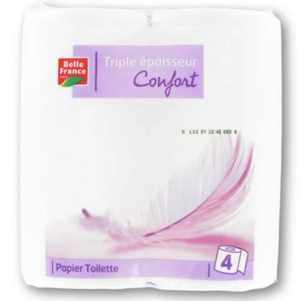 Papier Toilette Confort x4 BELLE FRANCE – rouleaux doux et épais pour un confort optimal