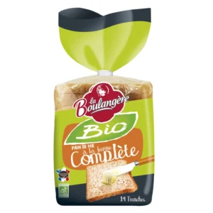 Pain de mie complet bio 500g La Boulangère – tranches moelleuses et bio