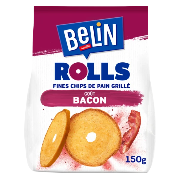 Chips Belin Rolls goût bacon – biscuits apéritifs croustillants 150g