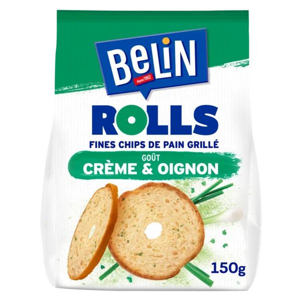 Belin Rolls crème oignon 150g – biscuits apéritifs croustillants