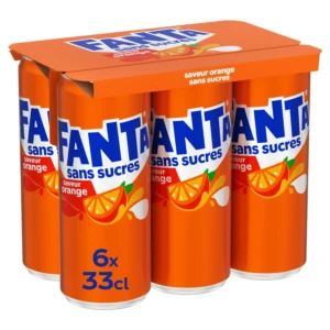 Pack 6x33cl Fanta soda orange sans sucre – Boisson gazeuse sans calorie au goût d’orange