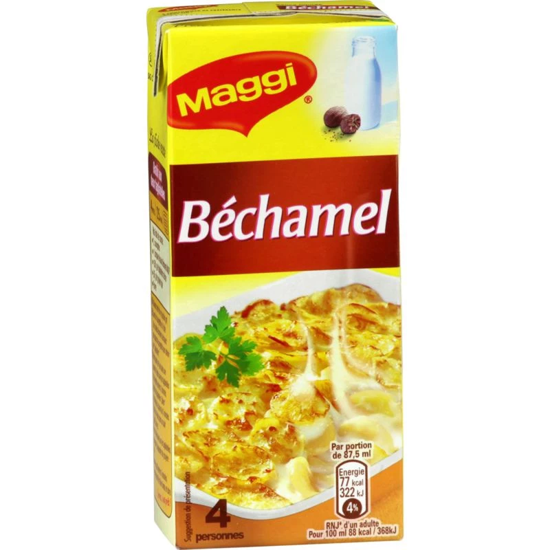 Sauce crémeuse prête à l’emploi MAGGI en pack 4x35cl, idéale pour recettes sauce béchamel faciles et rapides