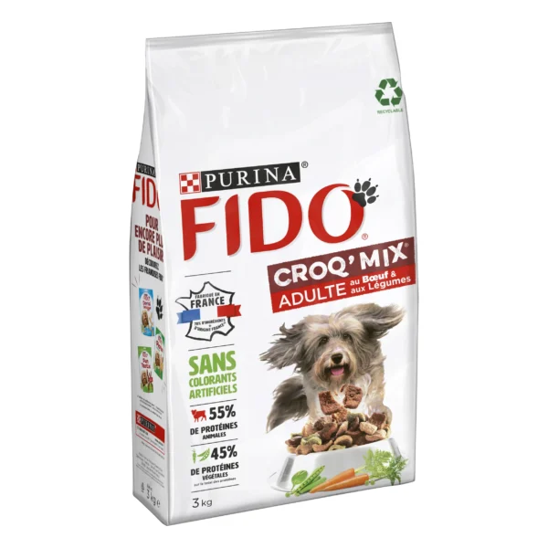 Croquettes croq mix pour chien adultes au bœuf & aux légumes 3kg - PURINA FIDO