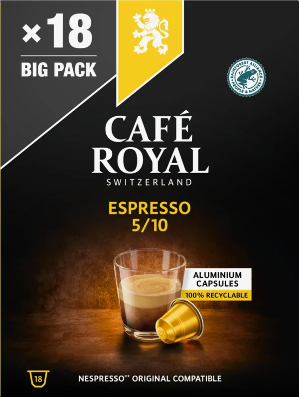 Capsules espresso Nespresso CAFE ROYAL – boîte de capsules compatibles avec machines Nespresso, arôme intense et équilibré