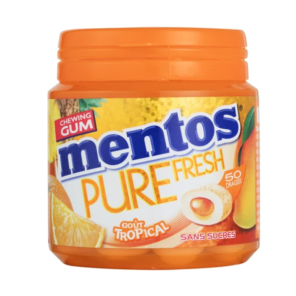 Chewing gum tropical sans sucre Mentos au goût exotique rafraîchissant