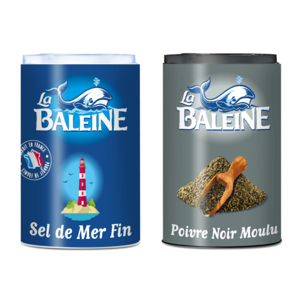 Duo sel et poivre moulu La Baleine 68g pour assaisonner tous vos plats