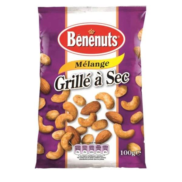 Mélange de fruits secs grillés 100g – snack sain et croquant composé de noix, amandes et noisettes