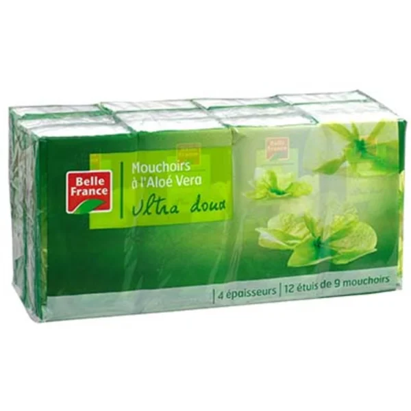 Mouchoir aloe vera extra doux Belle France – étui de 12 paquets