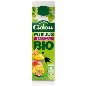 Bouteille de Jus de fruits Bio tropical CIDOU 1L, boisson naturelle à base de fruits tropicaux