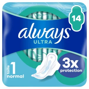 Serviettes hygiéniques taille 1 ALWAYS Normal Ultra x14, protection féminine discrète et efficace