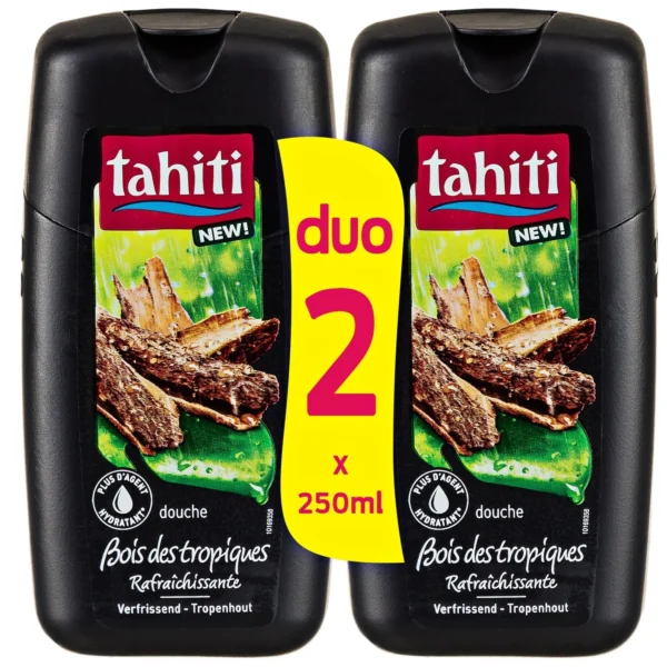 Flacon de 250ml de gel douche Tahiti parfum Bois des Tropiques, pour une peau douce et parfumée
