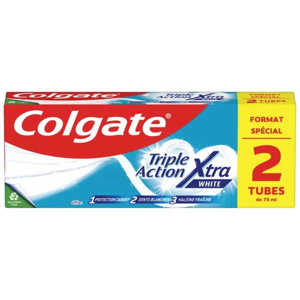 Dentifrice triple action Colgate 75ml – blancheur, soin des gencives et haleine fraîche