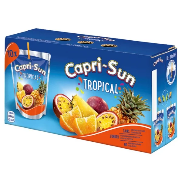 Capri-Sun tropical 10x20cl – boisson fruitée en pack de 10 pochettes au goût exotique